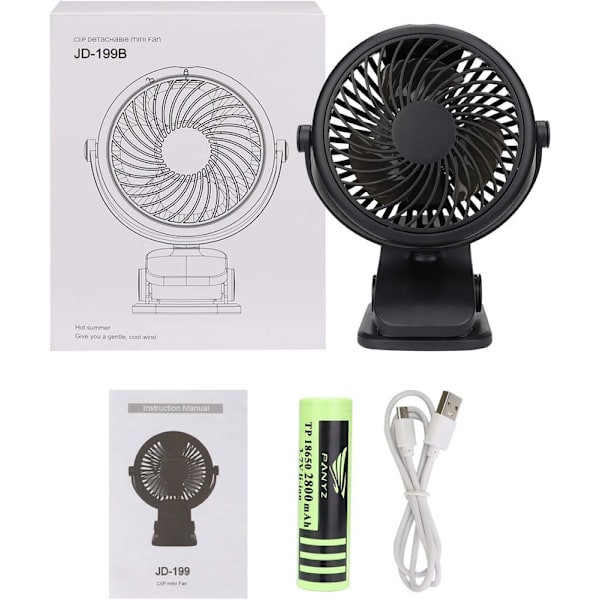 Mini Clip on Fan, USB Clip on Desk Fan with 360° Rotation Portable Stroller