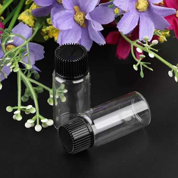 20 st 5 ml genomskinliga glasflaskor små tomma provflaskor med skruvlock, bonus 2 st minitrattar
