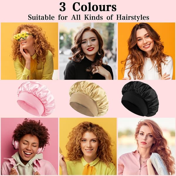 3 stycken Sovmössa - Satin bonnet - Sleep Cap