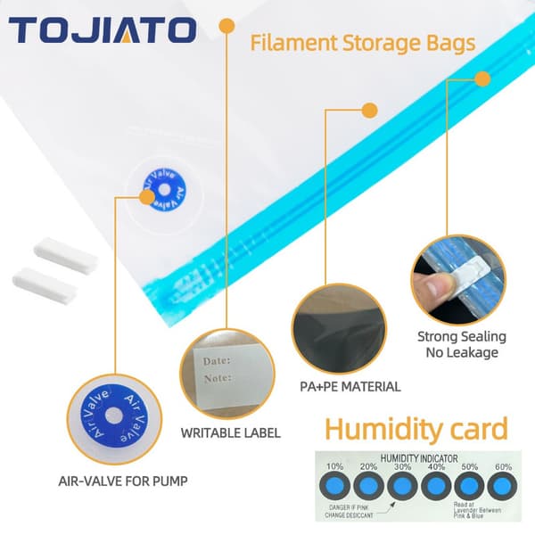 10pcs bag pump 3D Printer Filament Storage Bag PLA ABS TPU Filament Vacuum Bag Filament Dryer Keep Dry Avoid Consumable Moisture for 3D Printer