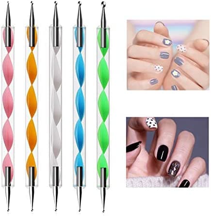 Nail Art Brush Set, 15 bitar nagelborstar rosa, 5 bitar prickig penna