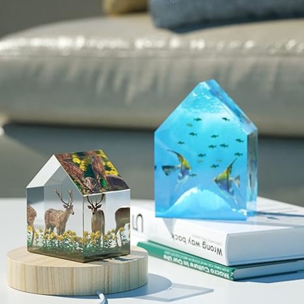 2pcs Resin House Mold Fairy House Silicone Molds Geometry Crystal Epoxy Mold Jewelry Ornaments Shapes