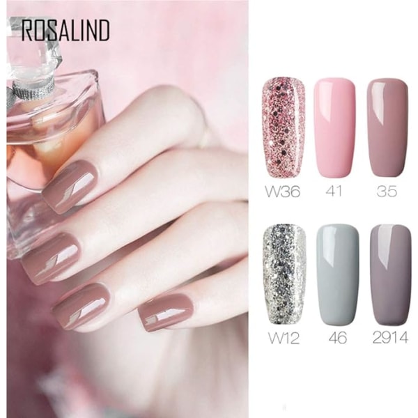 Gel nagellack UV set shellac rosa färg gnistrande nagelkonst borttagning gel nagelnagellack set 6 x 7 ml