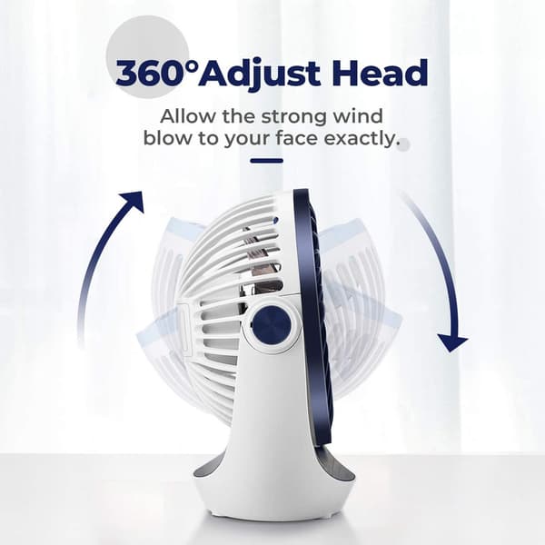 Usb Fan, Small Table Fan With Strong Airflow And Quiet Operation 3 Speed, 360°
