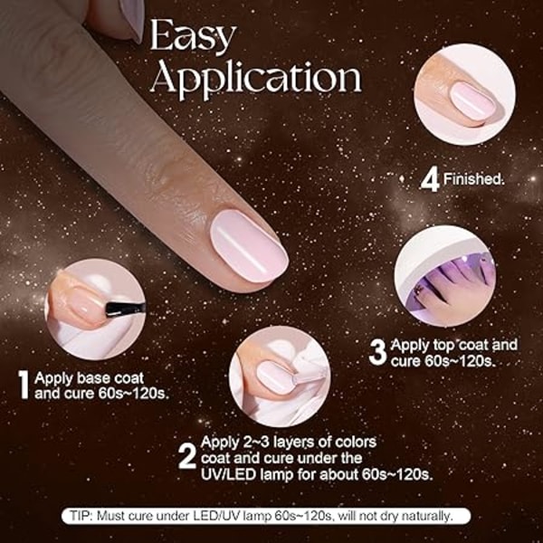 Gellackset med 6 Färger 5ml Ljusrosa Mörkrosa Glittrande Rosa Shellac Gellack UV-set Gellack