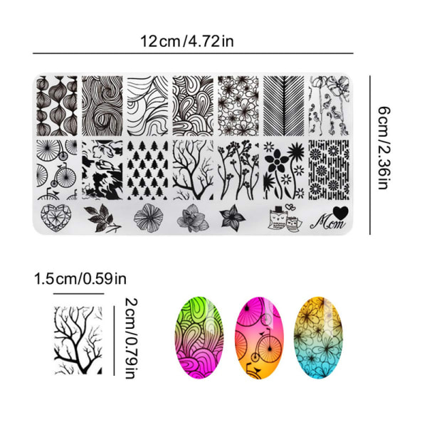 Nagelkonstplattor, nagelstämplar, manikyrverktygssats, 5 x nagelstämplar