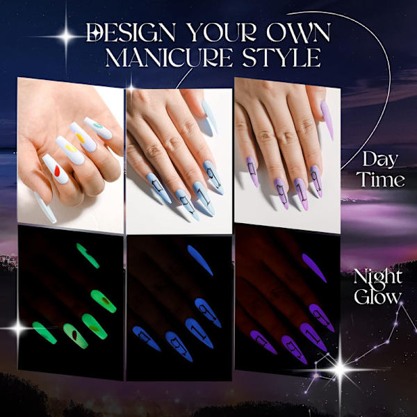 10 Färger Gel Nagellack Set, Luminösa Neon Färger Ljusgula Gröna Blå Lila Macaron Färg Shellac Gellack,