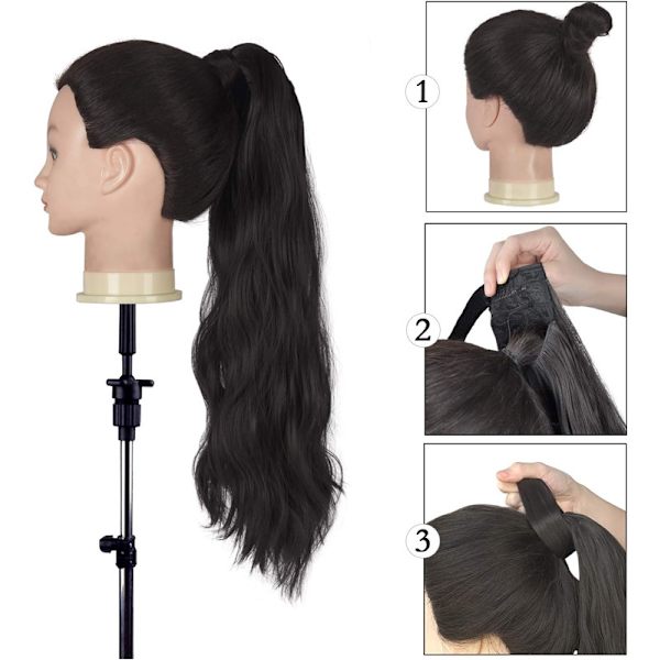 Lång vågig hästsvansförlängning Clip Ponytail Extension Ponytail Extension 70cm Svart