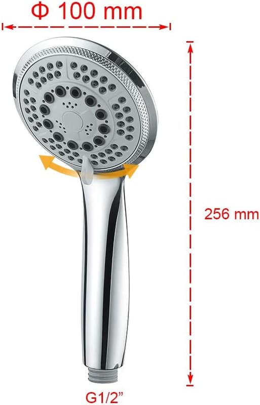 shower head, big hand shower, 5 jets, 100 mm, chrome  [Energy Class A+]