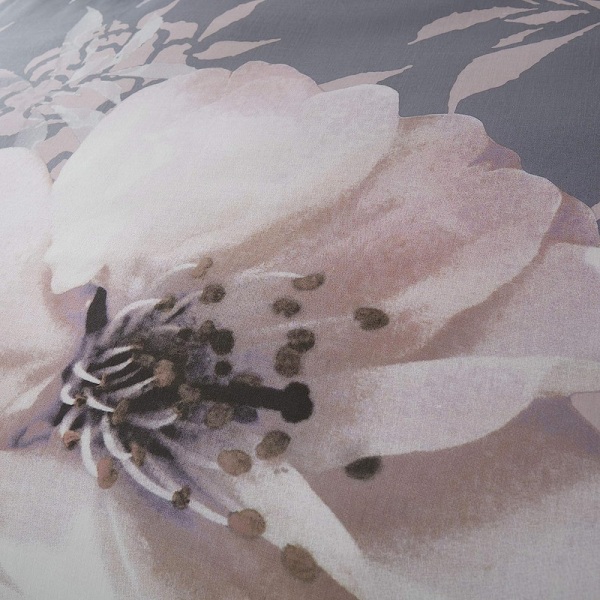Dramatic Floral Easy Care Enkelt cover , Grå 135 x 200 cm,