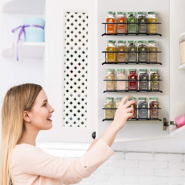Spice Rack Wall Metal 4 Kitchen Shelf Organiser Hanging Self-Adhesive Spice Rack Cup Board Door
