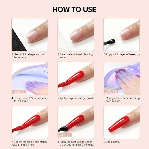40-delars Set med Semipermanent Nagellack, 35 Färger Röd Vit Nude Svart Glitter Höst Semipermanent UV Nagelgel