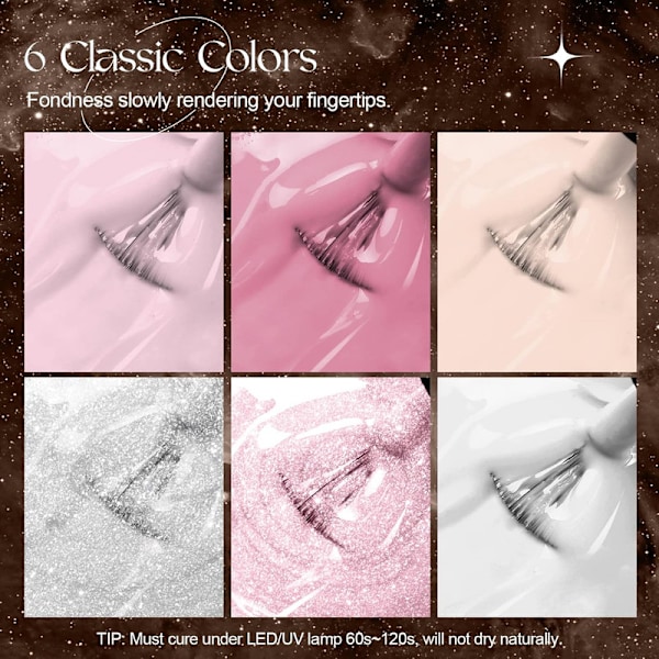 Gellackset med 6 Färger 5ml Ljusrosa Mörkrosa Glittrande Rosa Shellac Gellack UV-set Gellack