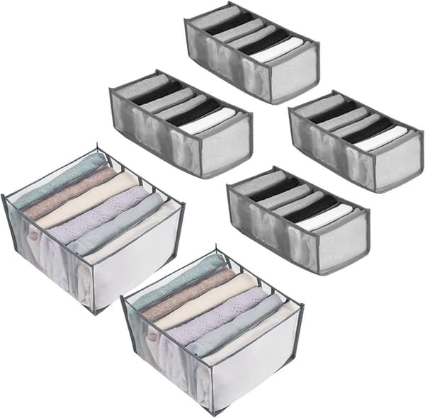 6 Pieces Mesh Clothes Storage Foldable Closet Organization System Storage Boxes