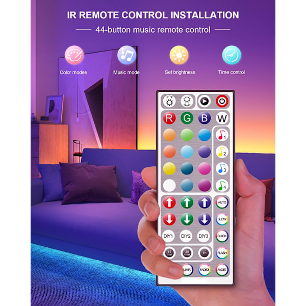 LED Remsa 30m, LED Sovrum, LED Remsa RGB Ljus, Bluetooth Applikationskontroll Synkroniserad