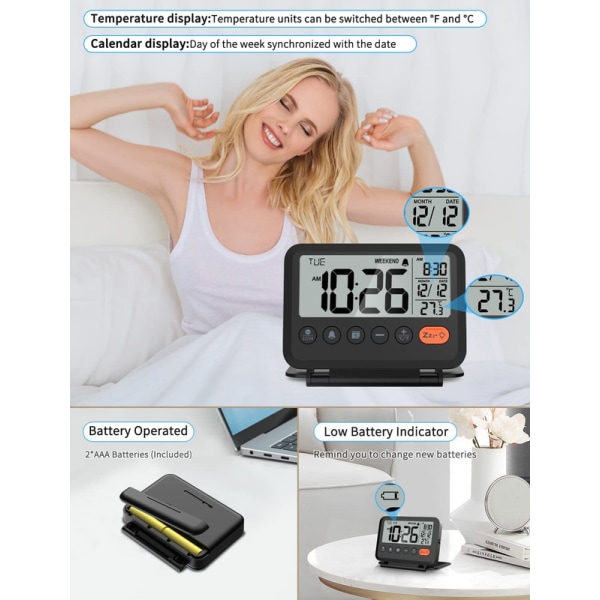 Projektionsväckarklocka Digital klocka med Time Temp