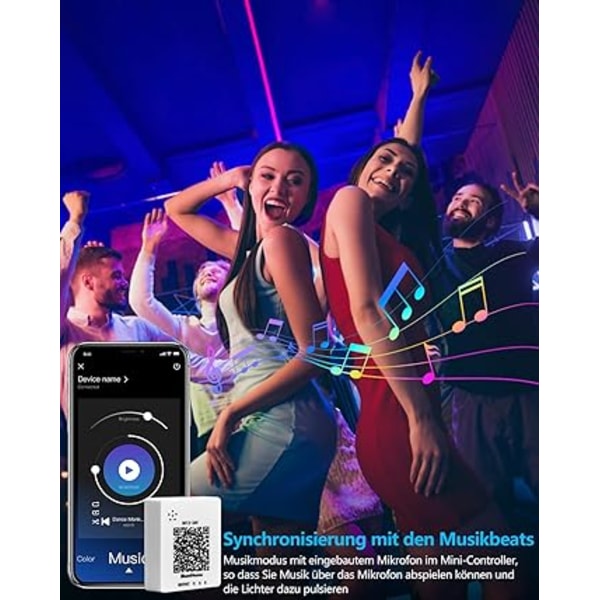 LED-remsa 15 m, Bluetooth LED-remsa 15 m, RGB LED-ljusslinga, remsa ljus med fjärrkontroll