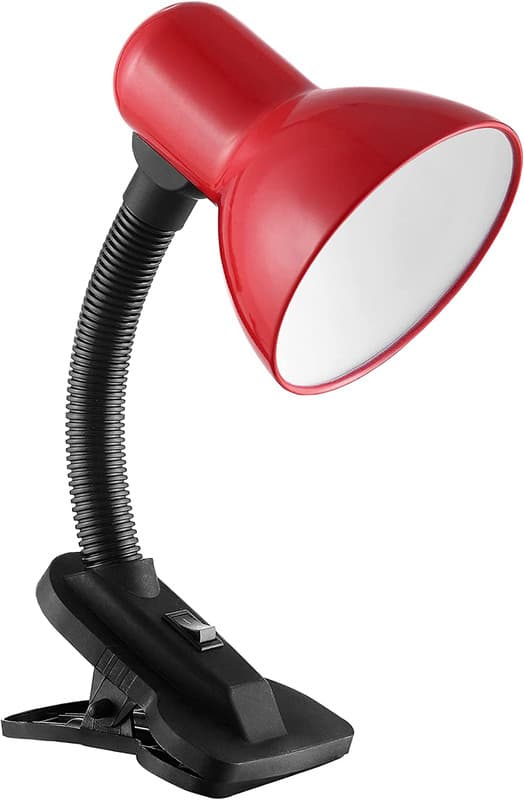 Läsljussäng E27 med klämma 40W stål + plast (röd)