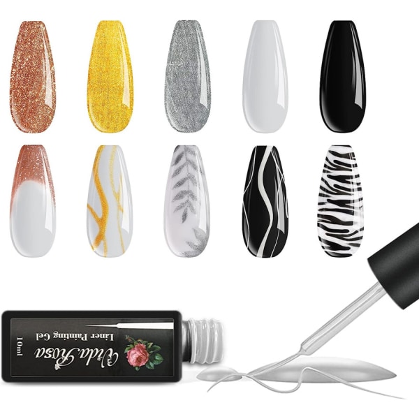 Gel Nail Liner Polish Pennor UV LED Målning Gel Polish Set med 5 för Nail Art Nail Design