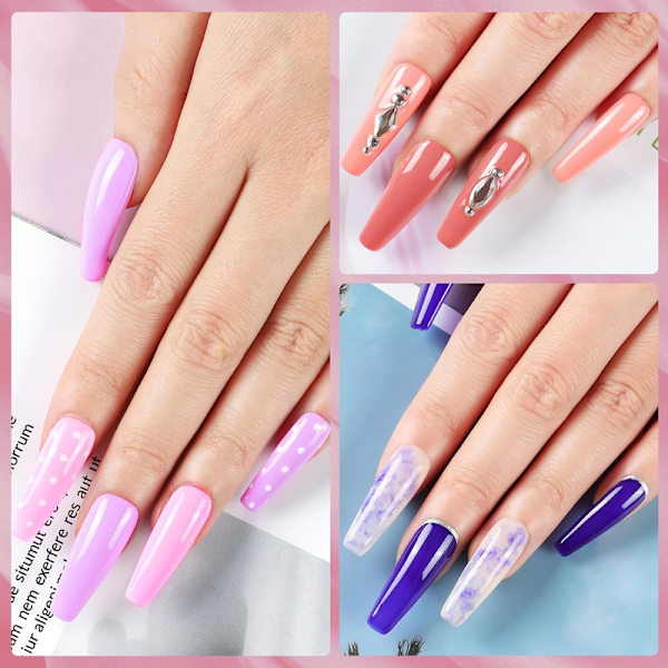 Komplett UV-nagelkit, 15 semipermanenta nagellack, UV-lampa 36W + 3 poly