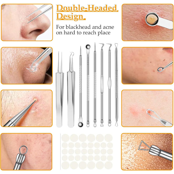 Pore ​​Remover Expression Pimples Tool Blackhead Remover Comedone Squeezer Set, 8Pcs 36Pcs Pimple Patch,