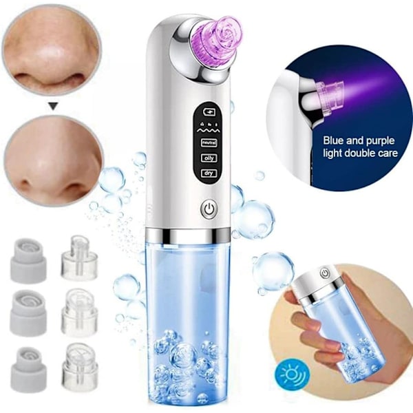 Blackhead Remover Pore Cleaner Pore Suction Dammsugare 6 utbytbara sughuvuden,