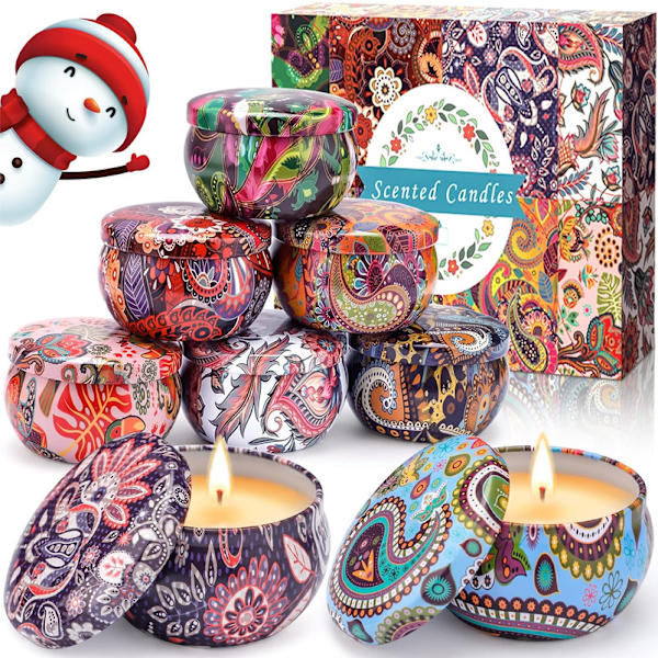 Presentförpackning med 8 doftljus, naturligt sojavax, aromaterapiljus, presentförpackning