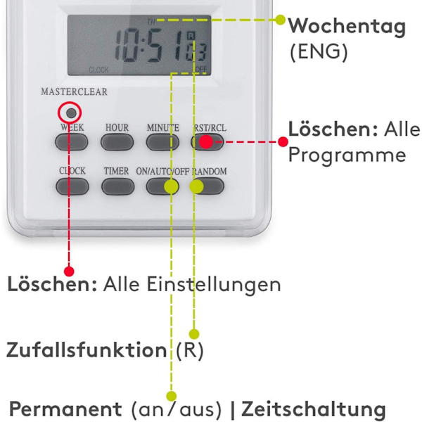 Digital Timer/IP44/Programmable/Indoor and Outdoor/LCD Display, Easy to Use