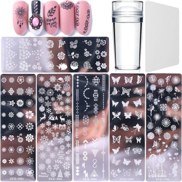 Nail art , 6 delar Nagelstämpelplåtar Nail art för kvinnor och flickor