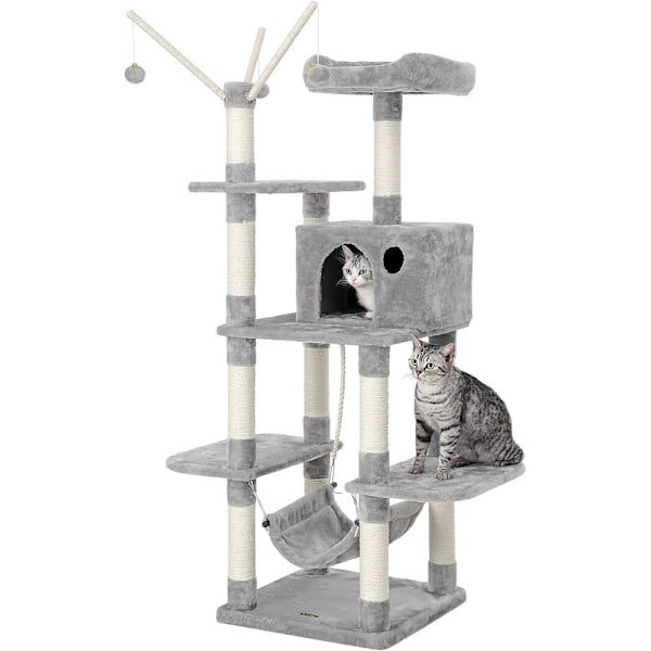 Cat Tree, 154 cm, Grey Cat Tree Scratching Post Activity Centre