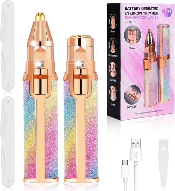face epilator, 2 in 1electric Ogon Brow Epilator Shaver with LED Light