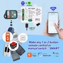 Smart Wifi Door Switch Universal Garage Door Receiver 2CH Remote Control Gate Opener Controller 433mhz 433.92 Transmitter