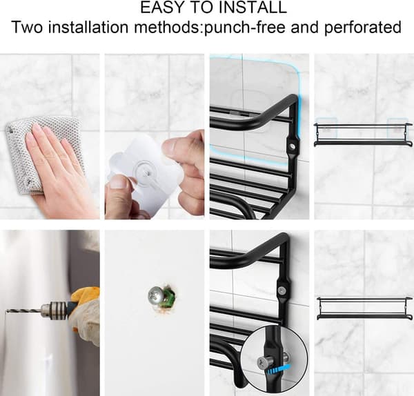 Spice Rack Wall Metal 4 Kitchen Shelf Organiser Hanging Self-Adhesive Spice Rack Cup Board Door