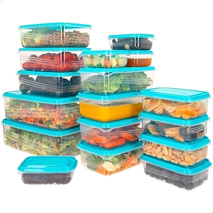 Max Home Pack with 17 Plastic Containers, Capacities from 0.2L to 2.5L, BPA Free Plastic,