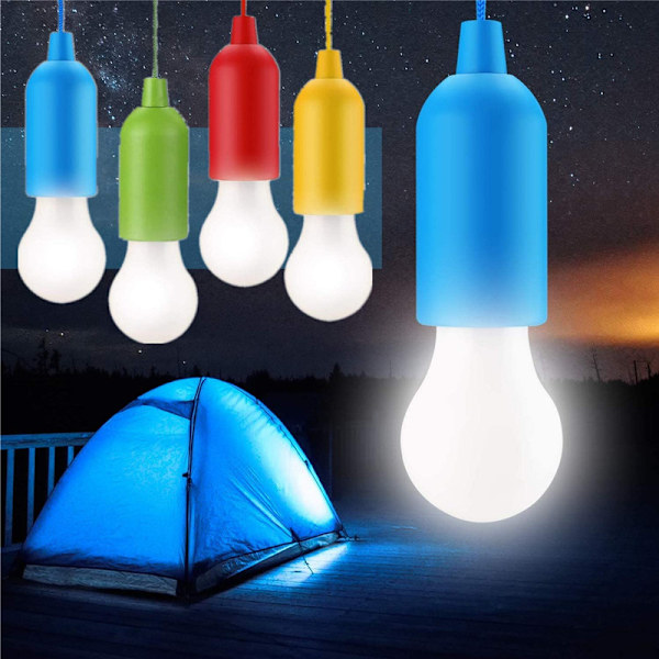 4 Pack 5W LED Traction Cord Light Bulb, Portable Led Bulb On A Rope Hanging Night