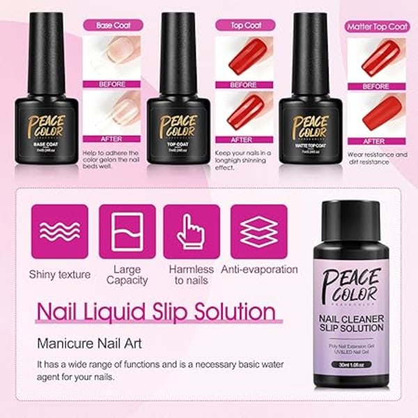 Nagelrekonstruktionskit 10 färger rosa vit orange svart transparent