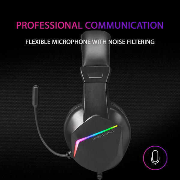 RGB Gaming Headset Stand with 2x USB HUB & Bungee Mouse, black