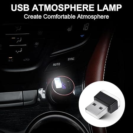 USB-bilskärmar, 5-pack vita LED-stämningsljus för bil