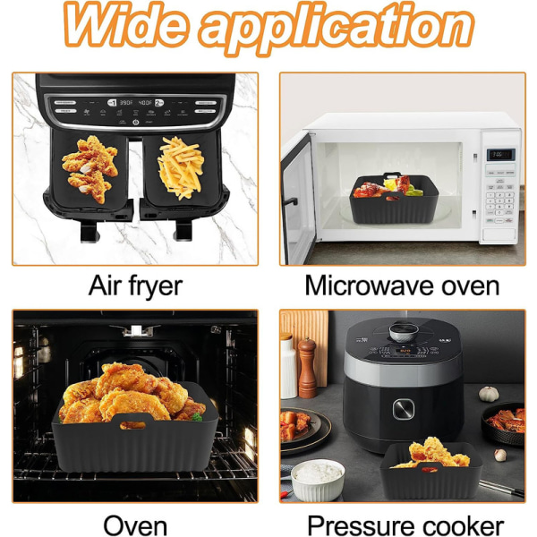 2 st silikonformar för airfryer, återanvändbara tillbehör för fritös, rektangulär silikonform för fritös,