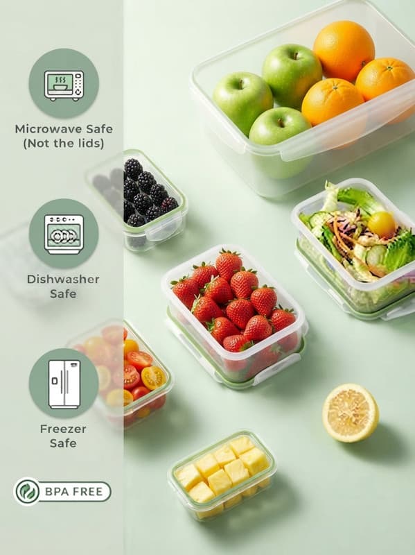 Food Storage Containers with Lids, 7-pack, Airtight and Leak-proof, Stackable BPA-free