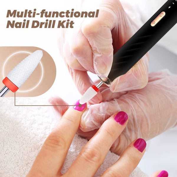 Elektrisk nagelfil professionell uppladdningsbar elektrisk nagelfilmaskin med keramisk nagelbit