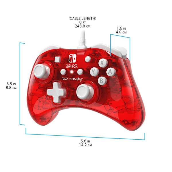 Kabelansluten handkontroll Rock Candy Mini för Nintendo Switch