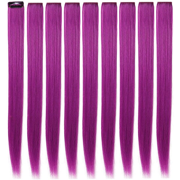9PCS 21"Färgad klämma i hårförlängningar Lila hårförlängningar
