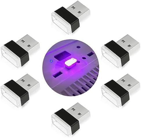 USB Car Ambient Lighting - 6pcs Monochrome LED Interior Atmospher