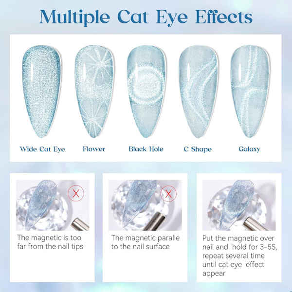 Cat Eye UV-gellackset - 2 färger UV-gellack glitter Cateye UV-gellackset 10ml