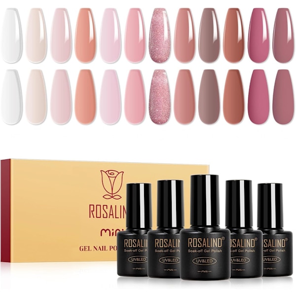 UV-nagellacksset, 12 färger gelégel nagellack transparent naken rosa, shellac nagellack