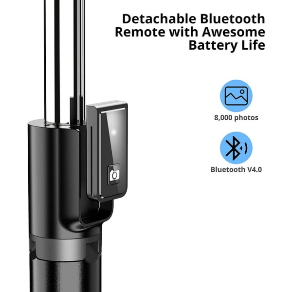 Selfie-stick stativ, utbyggbar Bluetooth selfie stick med 100 cm