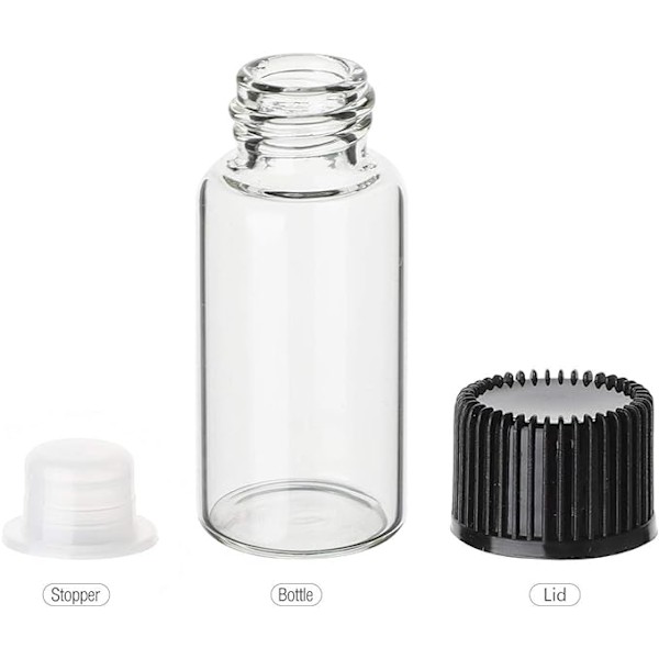 20 st 5 ml genomskinliga glasflaskor små tomma provflaskor med skruvlock, bonus 2 st minitrattar