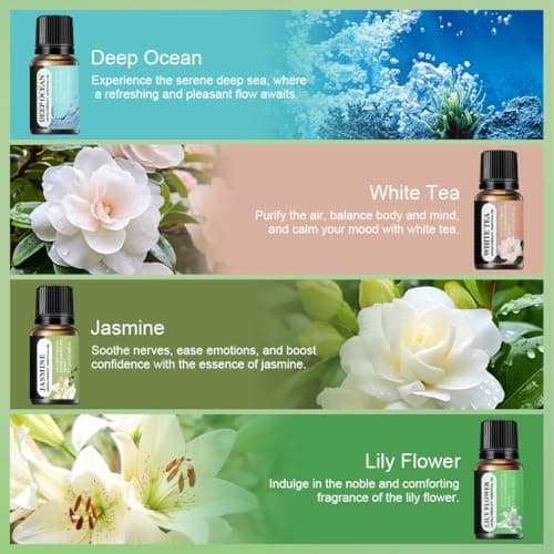 Eteriska Oljor Set, 8 x 10 ML doftoljor present, vattenlösliga doftoljor för diffusor, luftfuktare
