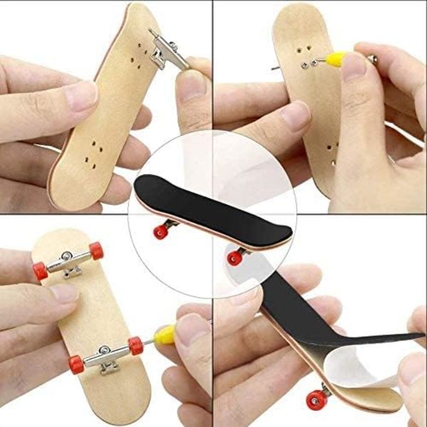 Fingerskateboard, legering hel lönnträbro med låda Minska trycket Presenter för barn (röd)